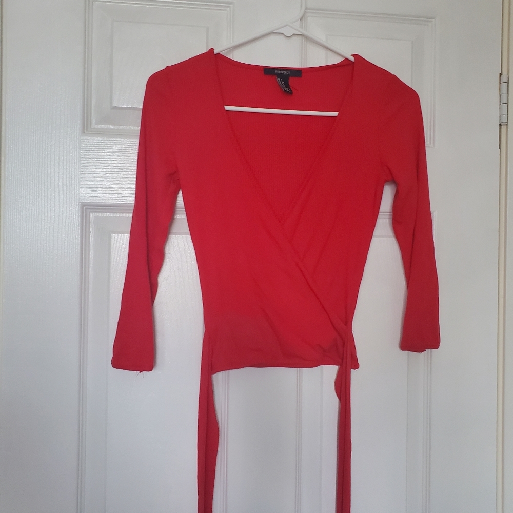 Red forever 21 wrap top